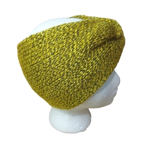 Hand Knit Twisted Golden  Yellow And Grey Headband Size Youth/Sm Adult - Picture 6 of 6